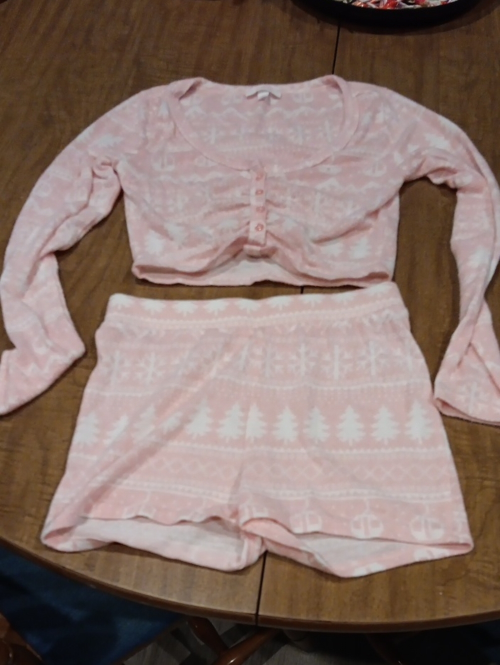 Juniors Colsie Pajama Set - Long Sleeve Top & Shorts Size Xs